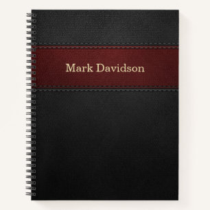 Red and Black Leather Look Custom Notebook