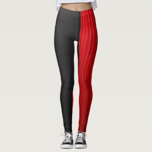 Red and Black Leggings Bold Athletic Workout 