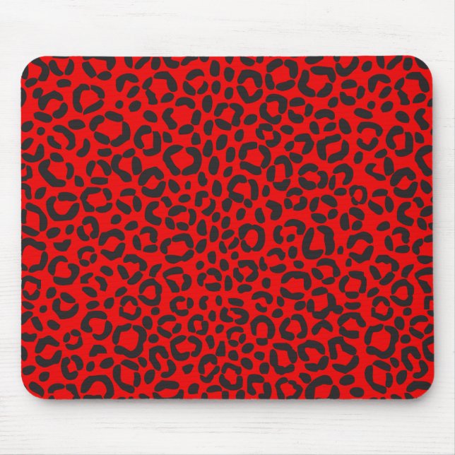 Red and Black Leopard Print Mouse Pad (Front)