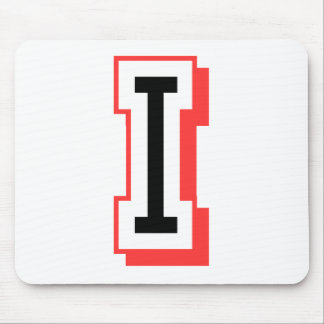 red and black letter I Mouse Pad