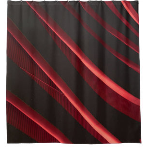 Red and black logo shower curtain
