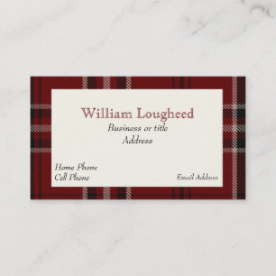 Red and Black Lougheed Scottish Tartan Plaid Business Card