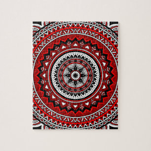 Red and black mandala jigsaw puzzle