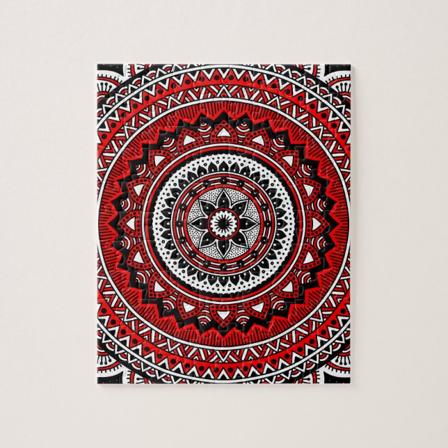 Red and black mandala jigsaw puzzle (Vertical)