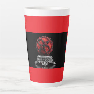 Red And Black Mandelbrot Sphere On Silver Pedestal Latte Mug