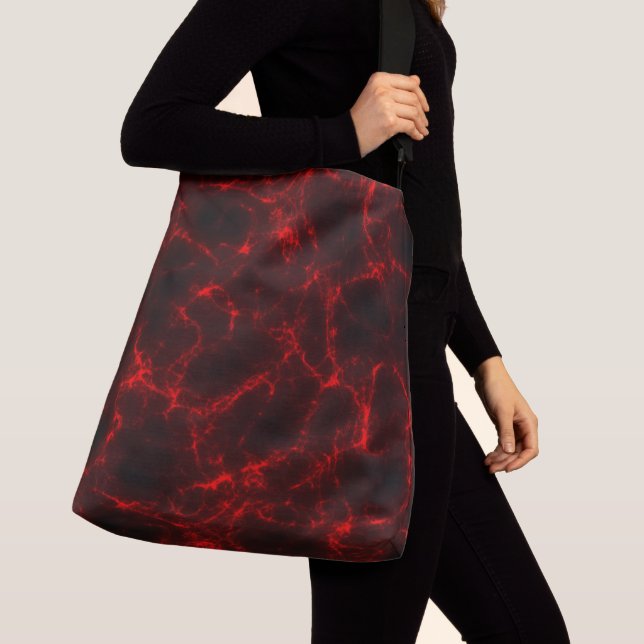 Red and Black Marble Swirl Abstract Crossbody Bag (Close Up)