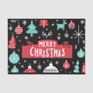Red and Black Merry Christmas festive Tissue Paper