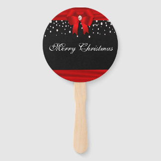 Red and Black Merry Christmas Hand Fan