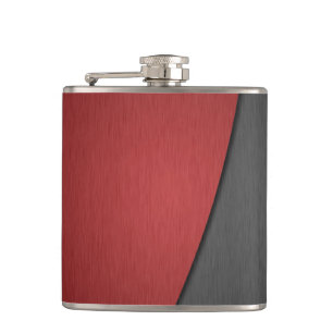 Red and Black Metallic Steel Metal Hip Flask