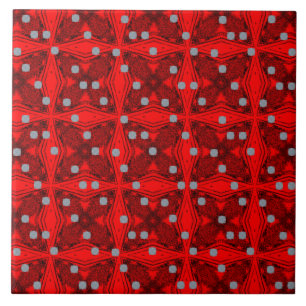 Red and Black Mid Century Modern Pattern Ceramic Tile