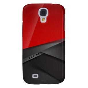 Red and black modern metallic geometric design galaxy s4 case