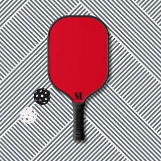Red and Black Modern Monogram Pickleball Paddle