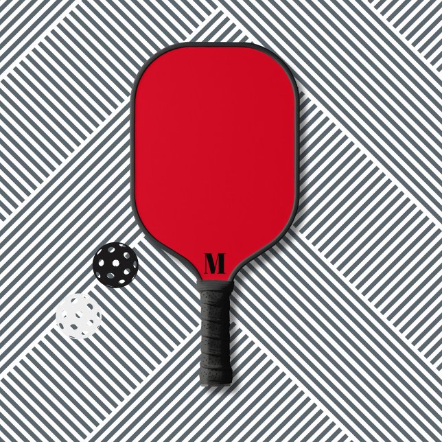 Red and Black Modern Monogram Pickleball Paddle (Creator Uploaded)