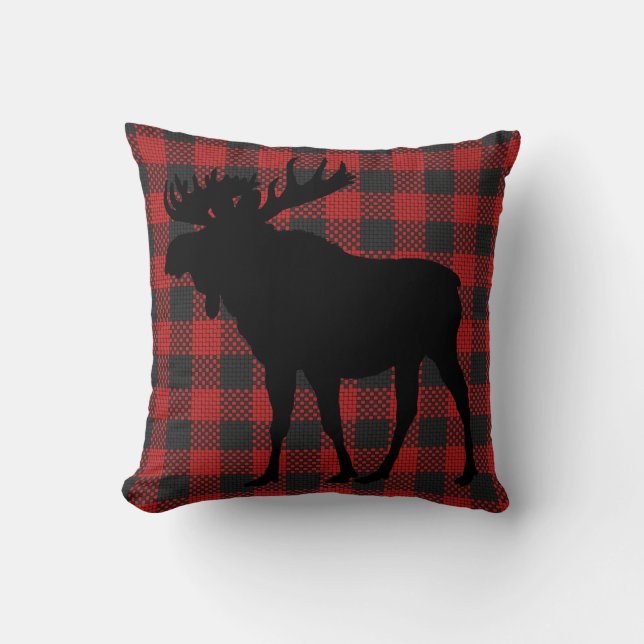 Red and Black Moose Pillow (Front)