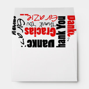 Red and Black Multilingual Thank You Typography Envelope