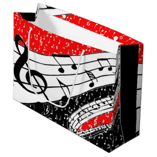 Red and black music theme large gift bag
