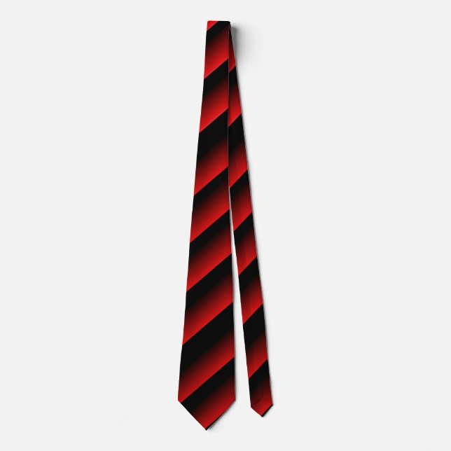 Red and Black Ombre Diagonal Stripes Tie (Front)