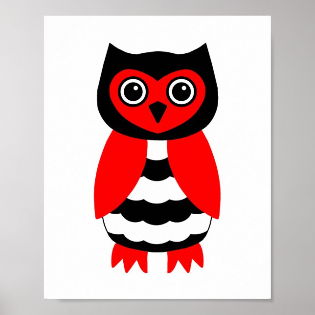 Red and Black Owl Poster (Front)