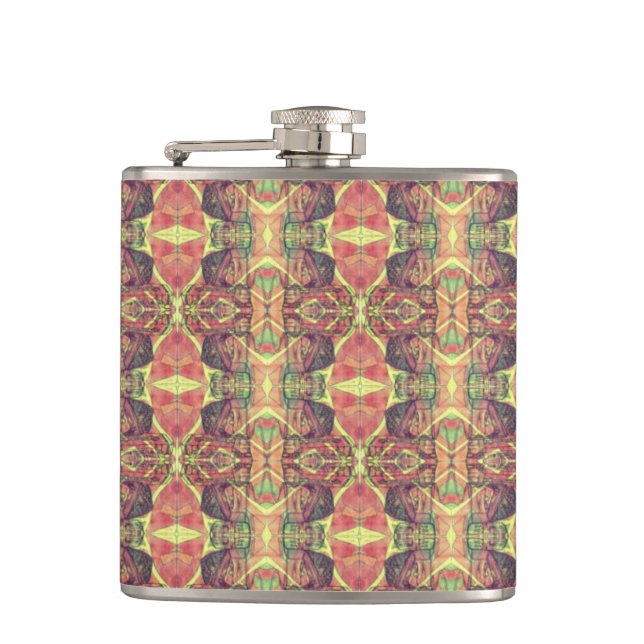 Red and black pattern  hip flask (Front)