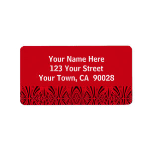 red and black pattern label