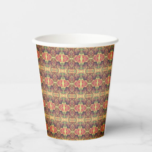 Red and black pattern paper cups (Front)