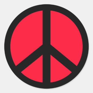 RED AND BLACK PEACE SIGN STICKER