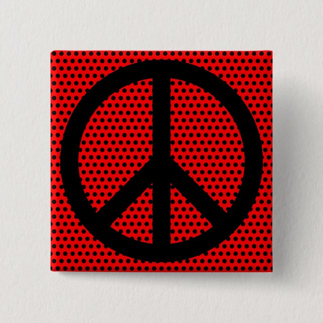 Red and Black Peace Symbol 15 Cm Square Badge (Front)