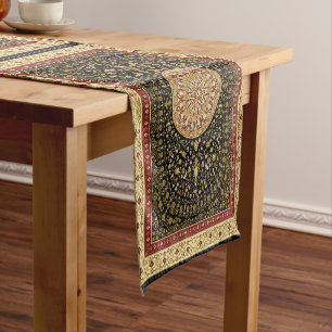 Red and Black Persian Carpet Short Table Runner