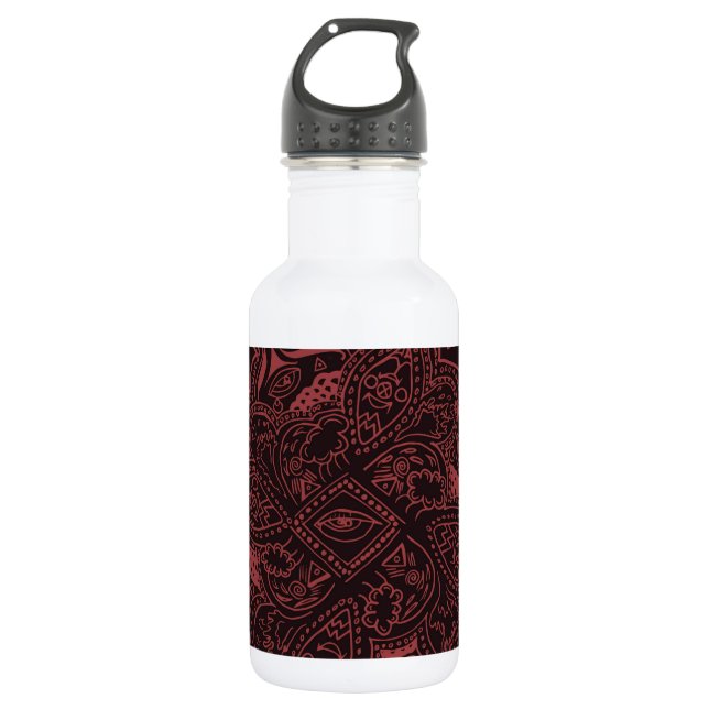 Red and Black Persian Mandala Star Pattern 532 Ml Water Bottle (Front)