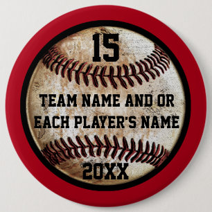 Red and Black Personalised Baseball Pins Buttons