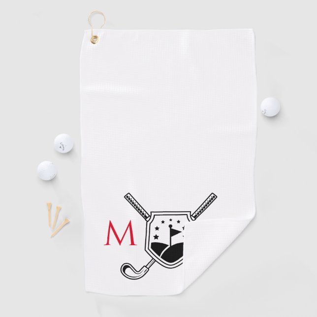 Red and Black Personalised Monogram Golf Towel (InSitu)