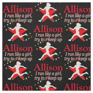 RED AND BLACK PERSONALIZED TRACK STAR FABRIC