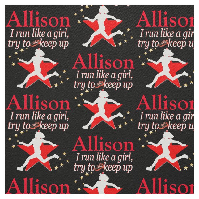 RED AND BLACK PERSONALIZED TRACK STAR FABRIC (Swatch)