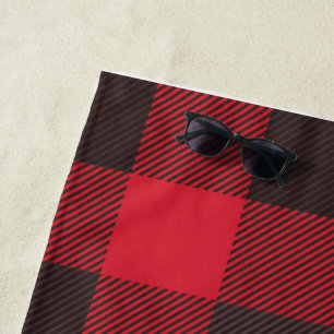 Red And Black Plaid Beach Towel