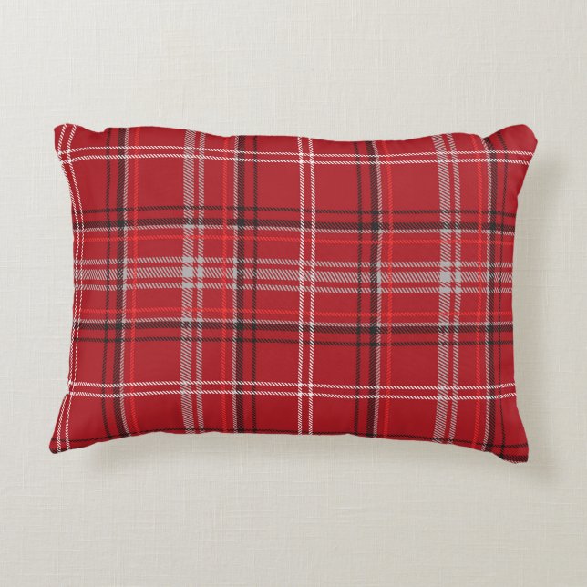 Red and Black Plaid Buffalo Check Pattern  Decorative Cushion (Back)