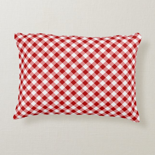 Red and Black Plaid Buffalo Check Pattern  Decorative Cushion (Back)