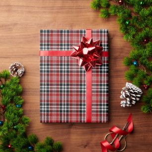 Red and Black Plaid Buffalo Check Pattern Wrapping Paper