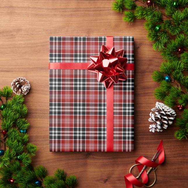 Red and Black Plaid Buffalo Check Pattern  Wrapping Paper (Holiday Gift)