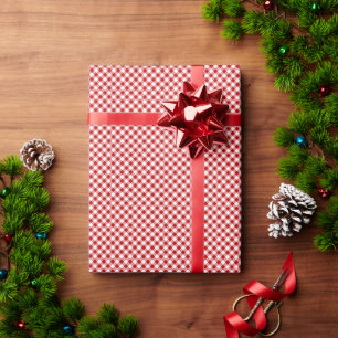 Red and Black Plaid Buffalo Check Pattern Wrapping Paper