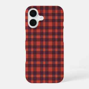 Red and Black Plaid Checkered Pattern iPhone 16 Case