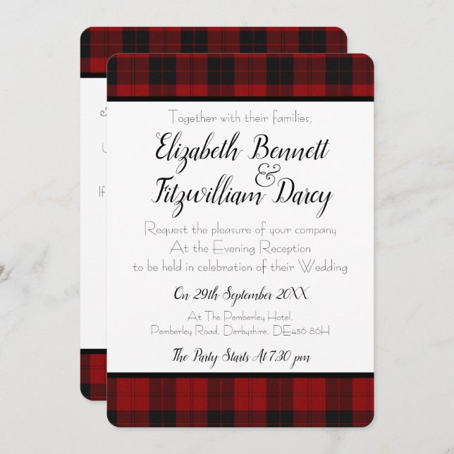 Red and Black Plaid Evening Invitation (Front/Back)