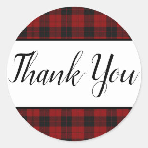 Red and Black Plaid Favour Stickers