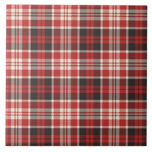 Red and Black Plaid Pattern Ceramic Tile