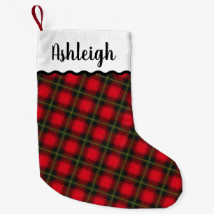 Red and Black Plaid Personalised Name Small Christmas Stocking