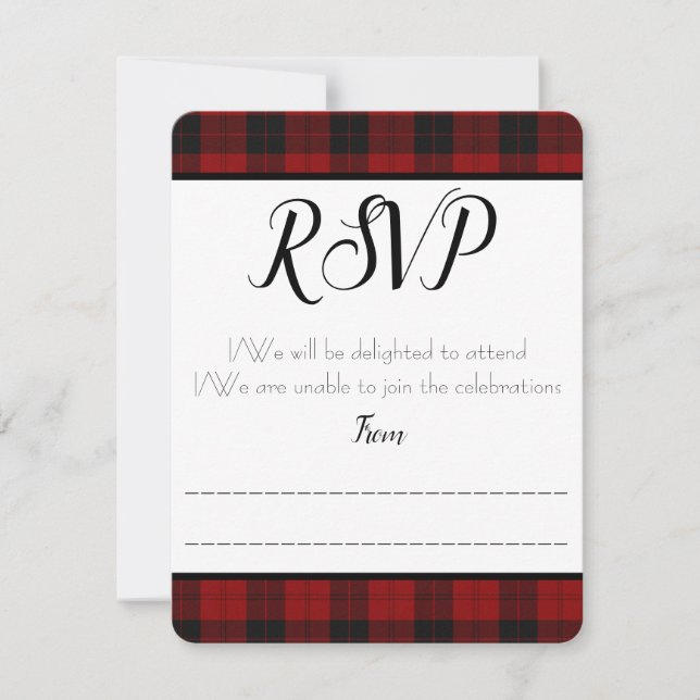 Red and Black Plaid RSVP / Response Card (Front)