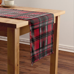 Red And Black Plaid Tartan Pattern Short Table Runner