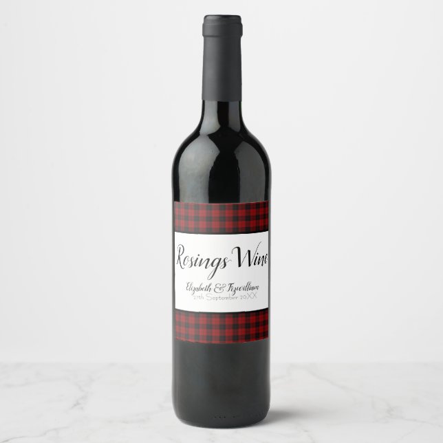 Red and Black Plaid Wine Label (Front)