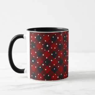 Red and black plaid with stars mug