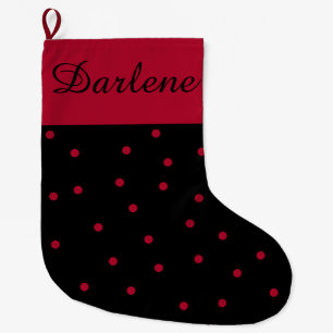 Red and Black Polka Dot: Large Christmas Stocking