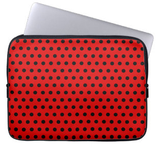 Red and Black Polka Dot Pattern. Spotty. Laptop Sleeve